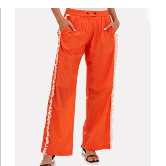 BRØGGER Orla Ruffled Trousers In Orange Size Small Brogger